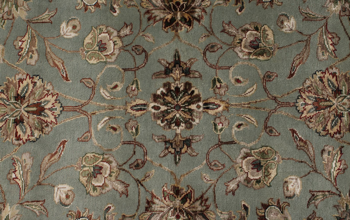 10x14 Light Blue and Ivory Turkish Silk Rug