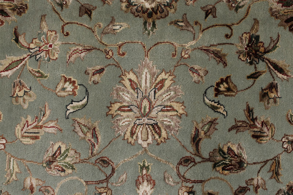 10x14 Light Blue and Ivory Turkish Silk Rug