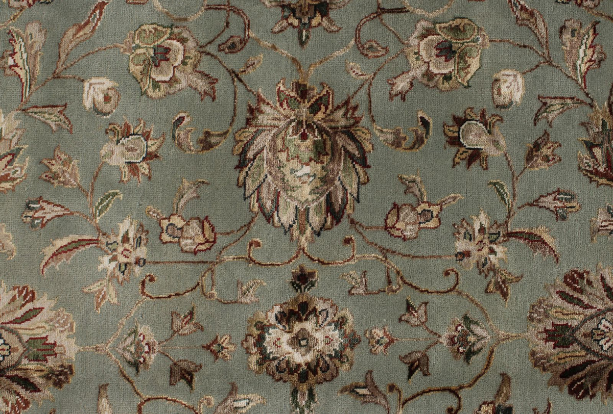 10x14 Light Blue and Ivory Turkish Silk Rug