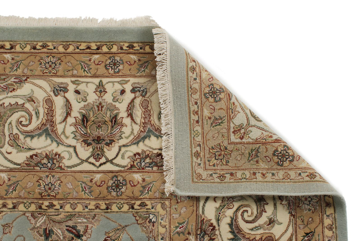 10x14 Light Blue and Ivory Turkish Silk Rug