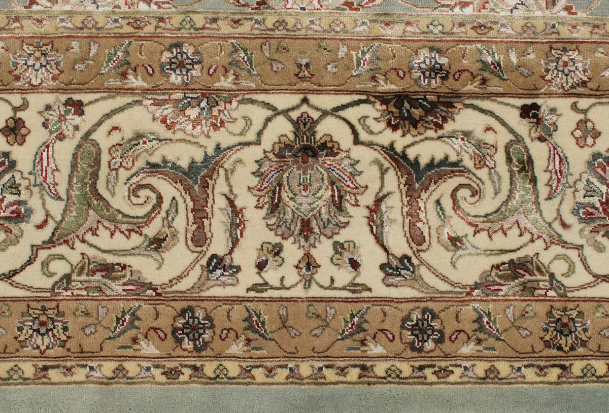 10x14 Light Blue and Ivory Turkish Silk Rug