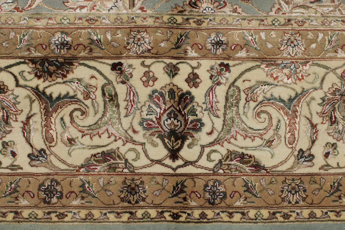 10x14 Light Blue and Ivory Turkish Silk Rug