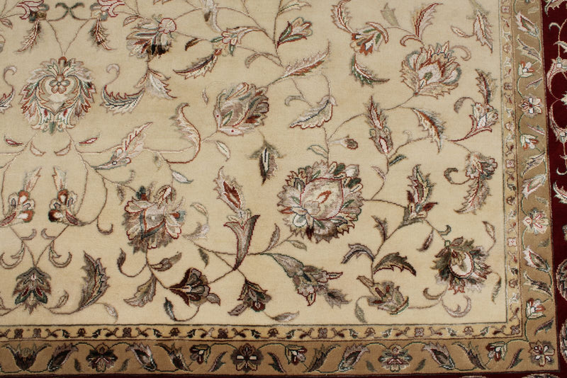 10x14 Ivory and Red Turkish Silk Rug