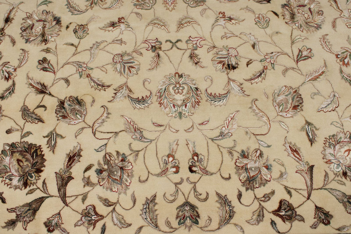 10x14 Ivory and Red Turkish Silk Rug