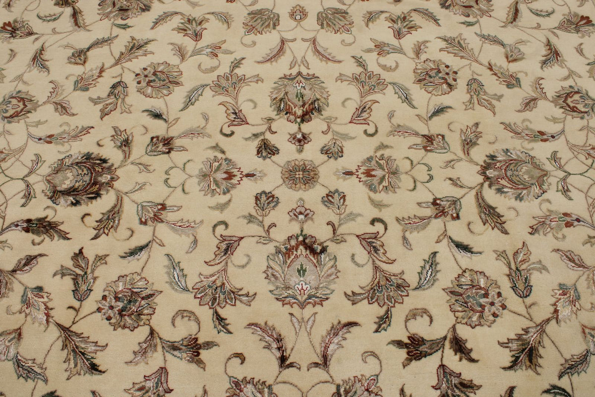 10x14 Ivory and Red Turkish Silk Rug