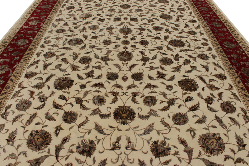 10x14 Ivory and Red Turkish Silk Rug