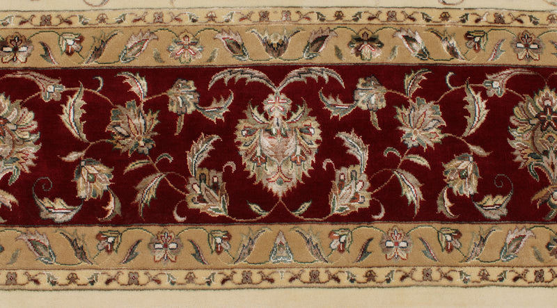 10x14 Ivory and Red Turkish Silk Rug