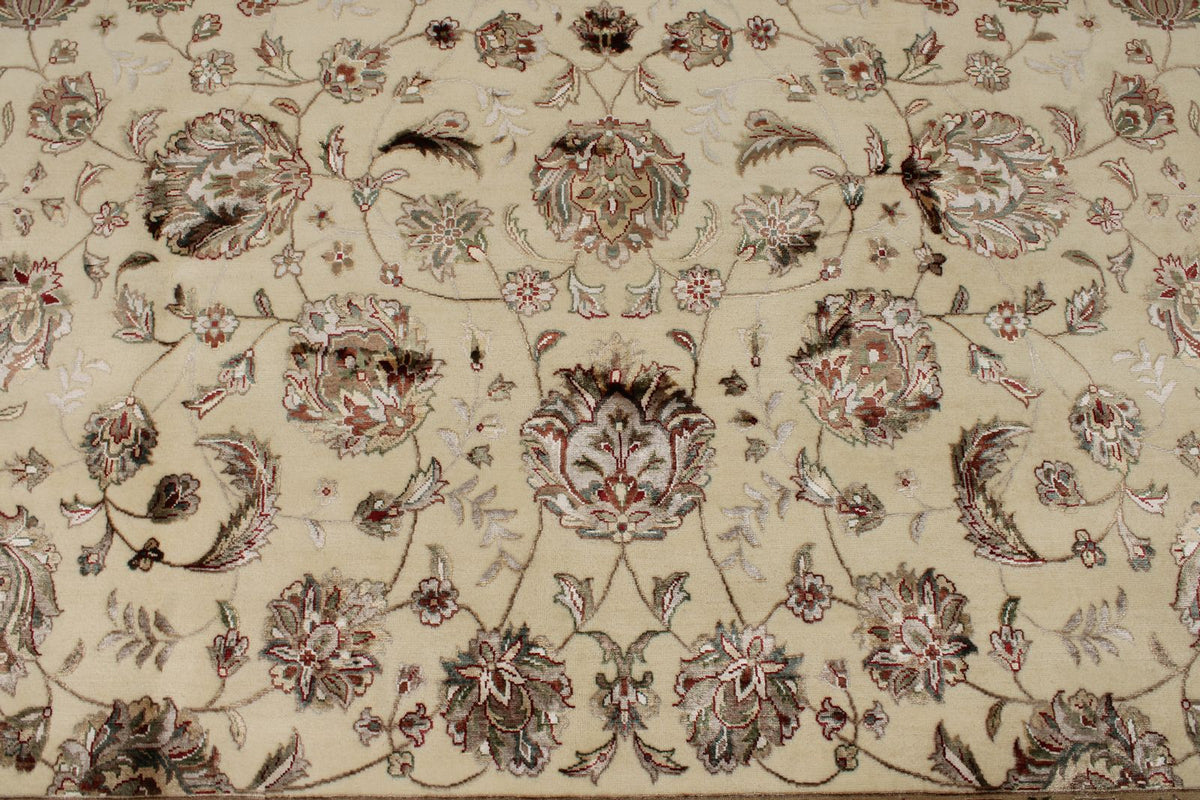 9x12 Ivory and Beige Turkish Silk Rug