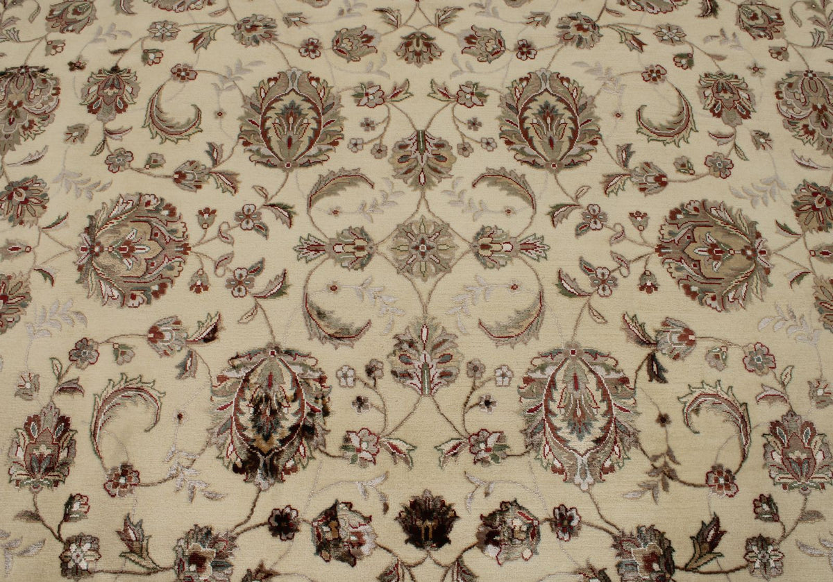 9x12 Ivory and Beige Turkish Silk Rug