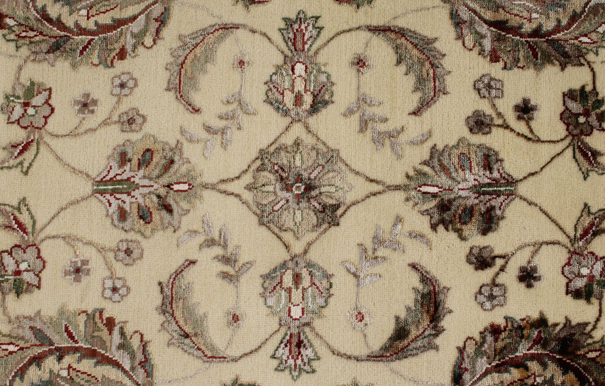 9x12 Ivory and Beige Turkish Silk Rug