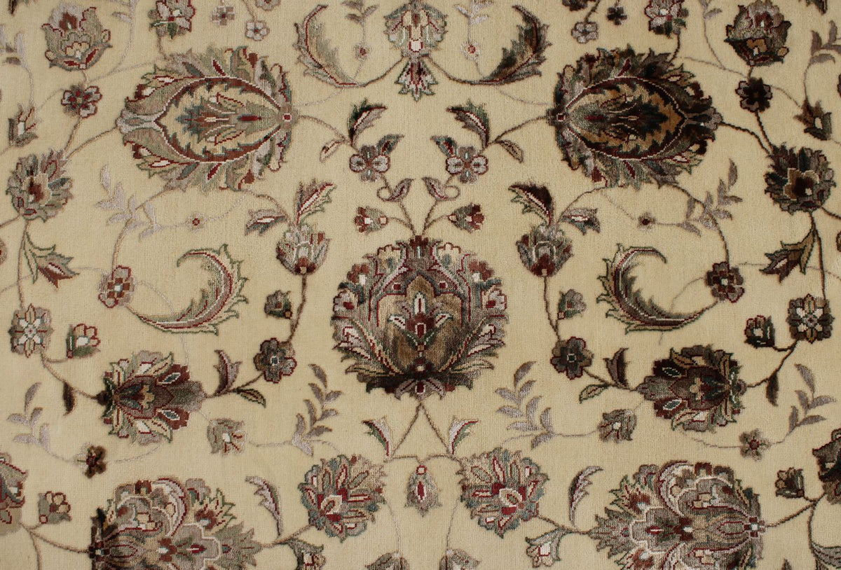 9x12 Ivory and Beige Turkish Silk Rug