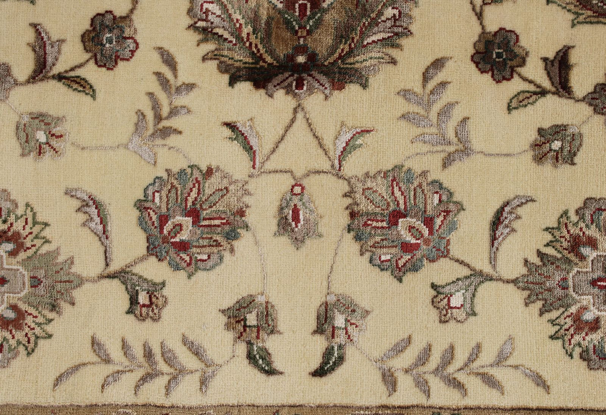 9x12 Ivory and Beige Turkish Silk Rug