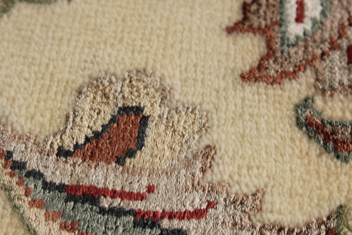 9x12 Ivory and Beige Turkish Silk Rug