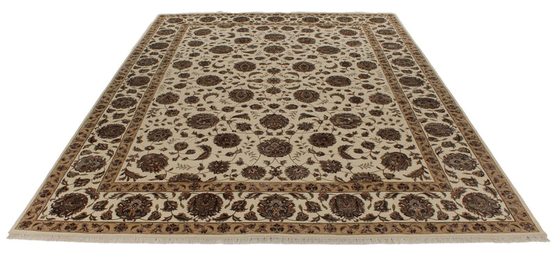 9x12 Ivory and Beige Turkish Silk Rug