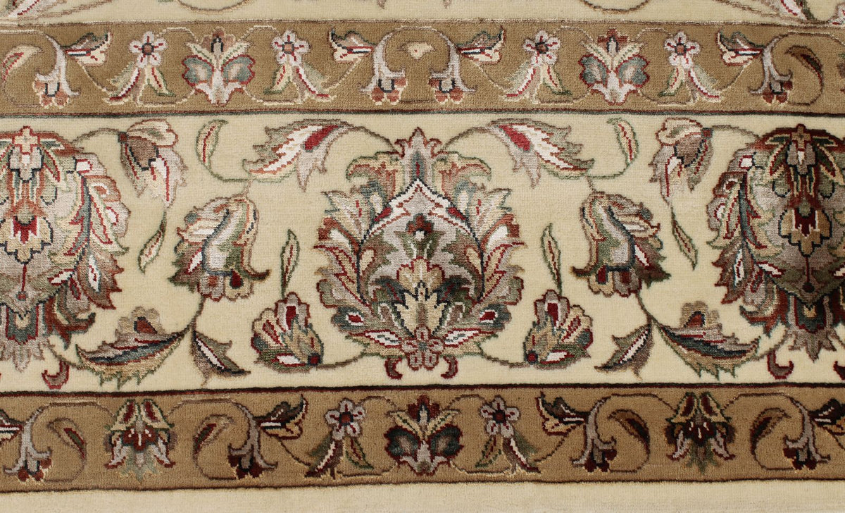 9x12 Ivory and Beige Turkish Silk Rug