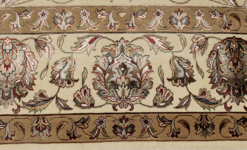 9x12 Ivory and Beige Turkish Silk Rug