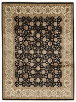 9x12 Black and Ivory Turkish Silk Rug