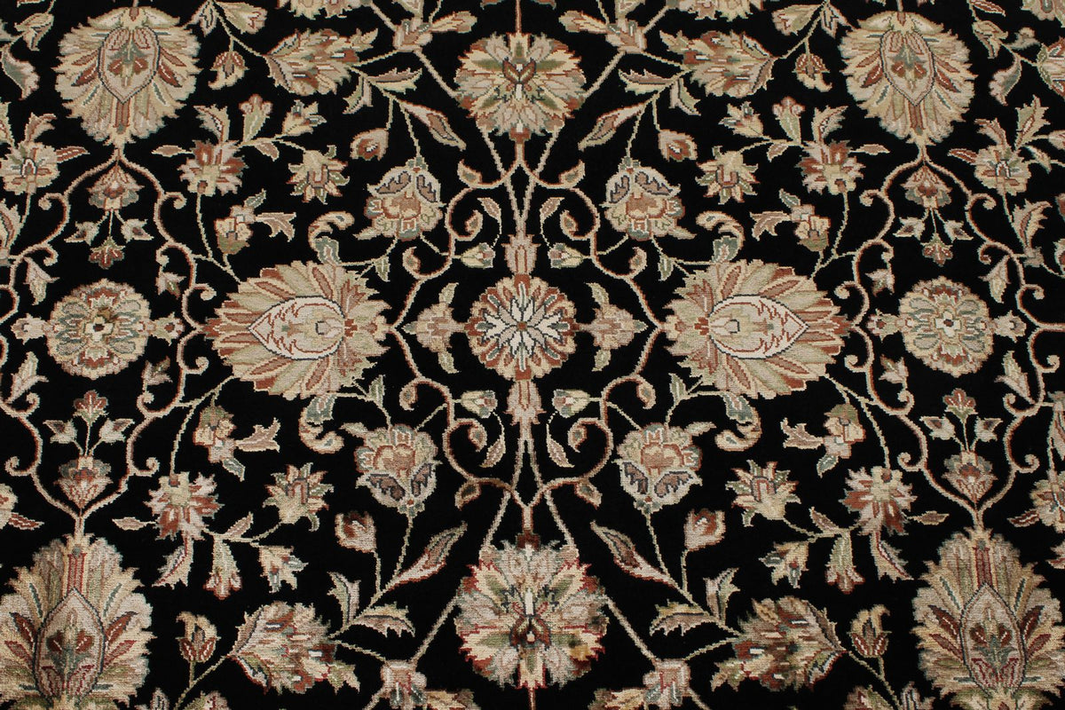 9x12 Black and Ivory Turkish Silk Rug