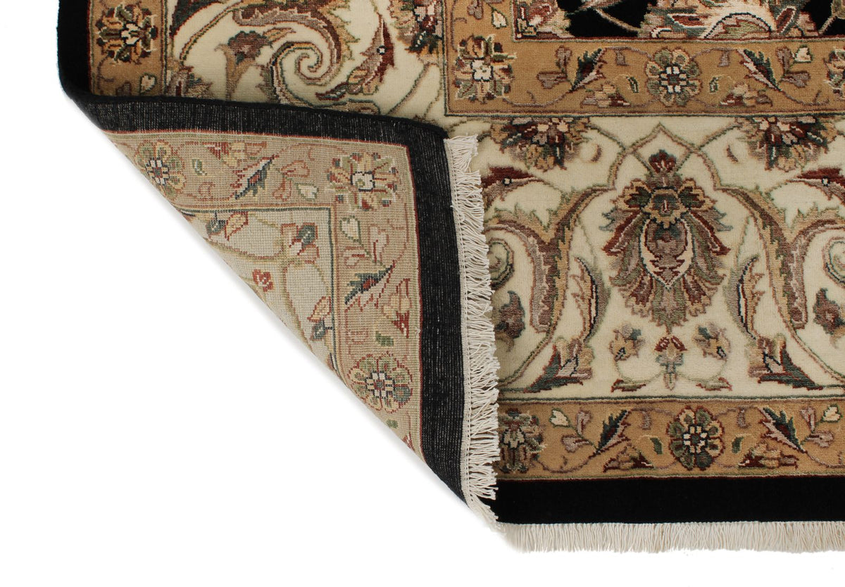 9x12 Black and Ivory Turkish Silk Rug