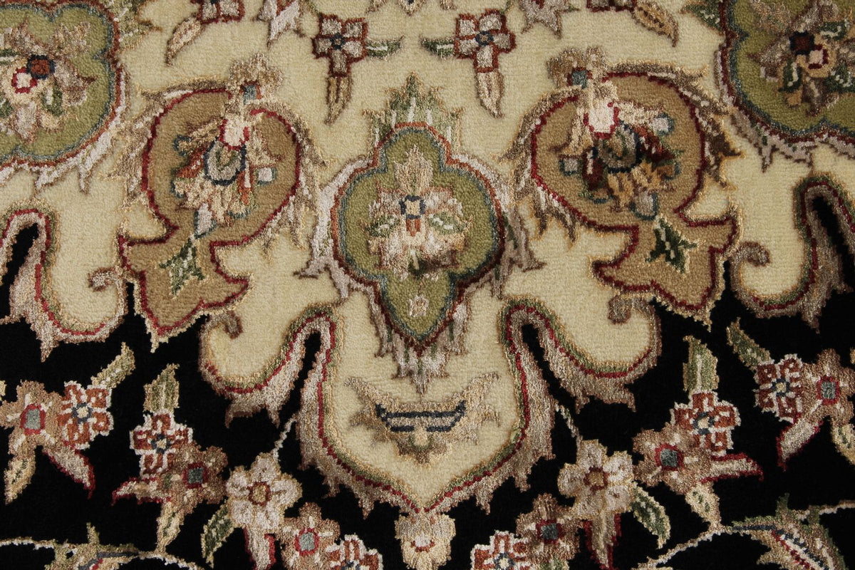 9x12 Black and Ivory Turkish Silk Rug