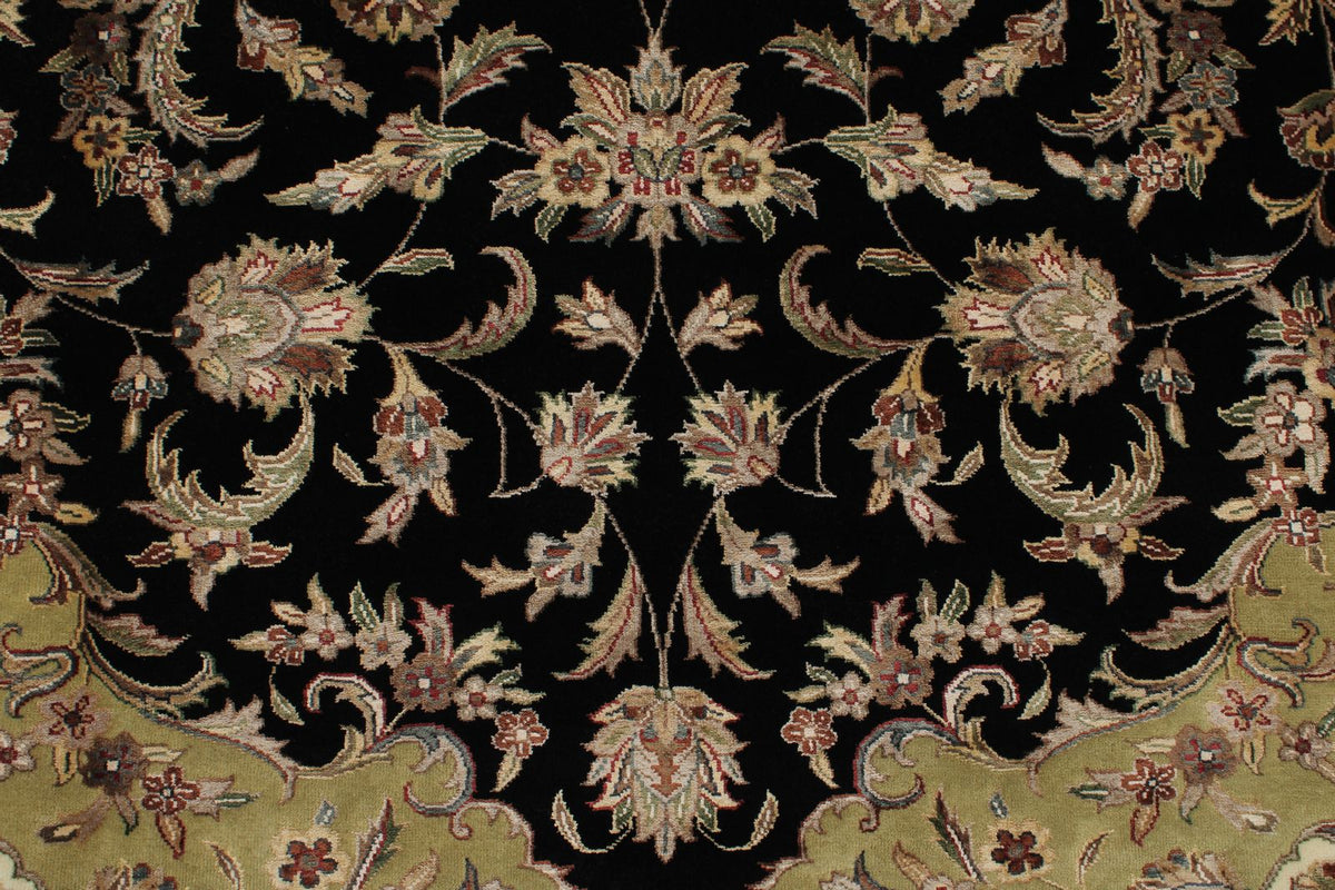 9x12 Black and Ivory Turkish Silk Rug