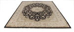 9x12 Black and Ivory Turkish Silk Rug