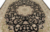 9x12 Black and Ivory Turkish Silk Rug