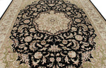 9x12 Black and Ivory Turkish Silk Rug