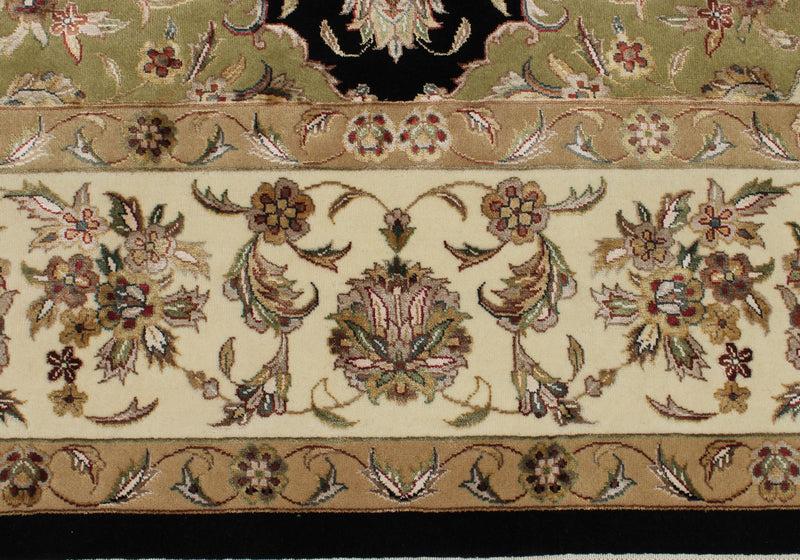 9x12 Black and Ivory Turkish Silk Rug