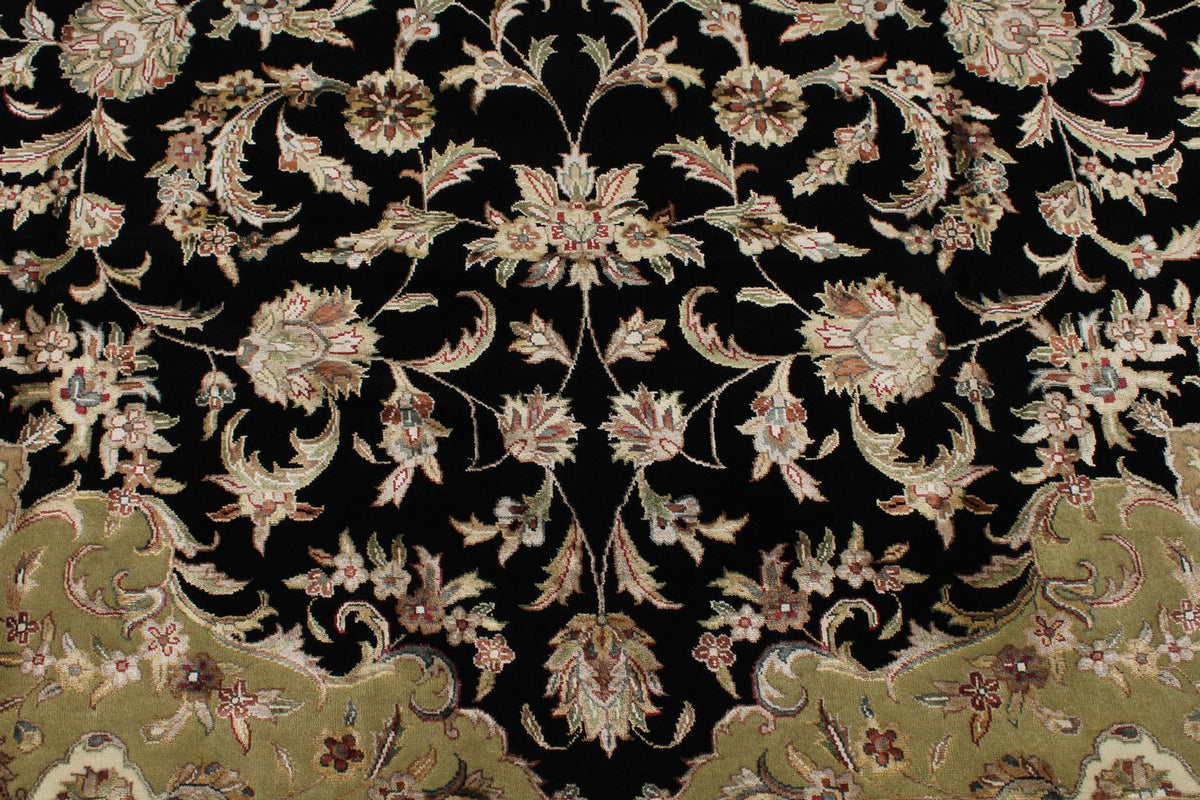 9x12 Black and Ivory Turkish Silk Rug