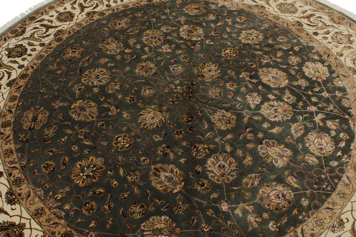 8x8 Gray and Ivory Turkish Silk Rug