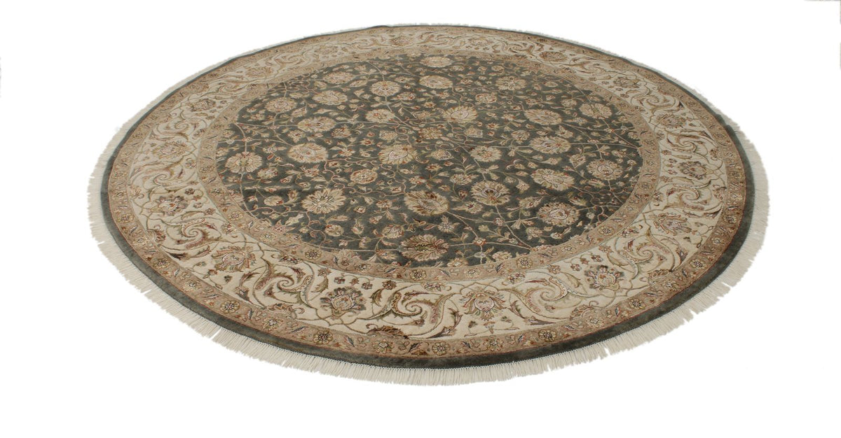 8x8 Gray and Ivory Turkish Silk Rug