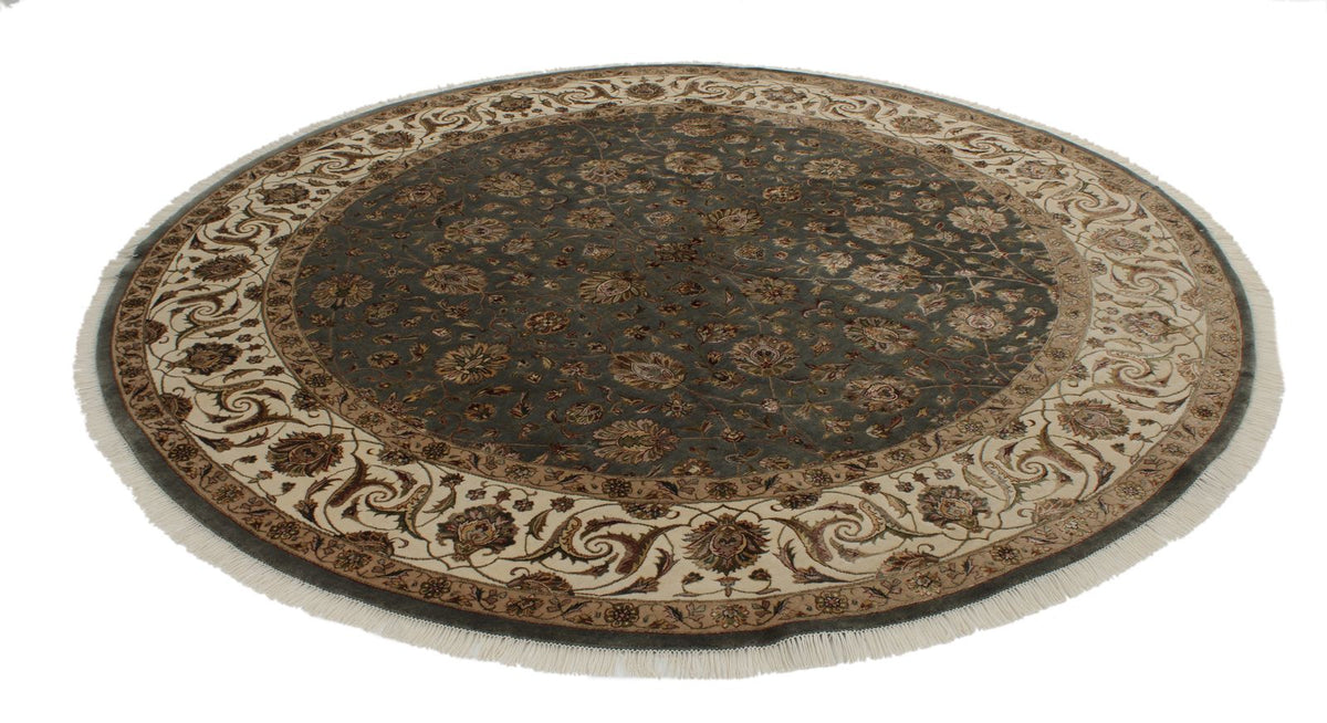 8x8 Gray and Ivory Turkish Silk Rug