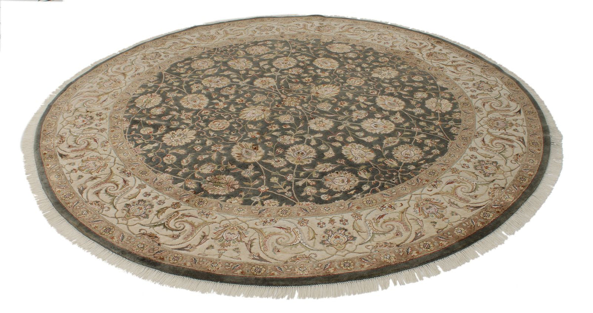 8x8 Gray and Ivory Turkish Silk Rug