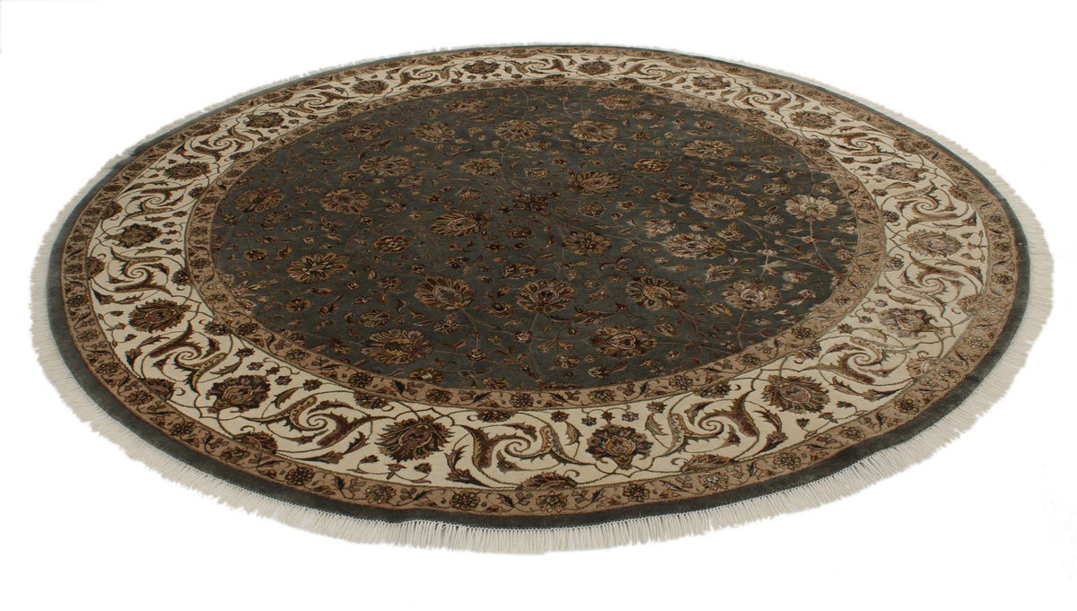 8x8 Gray and Ivory Turkish Silk Rug