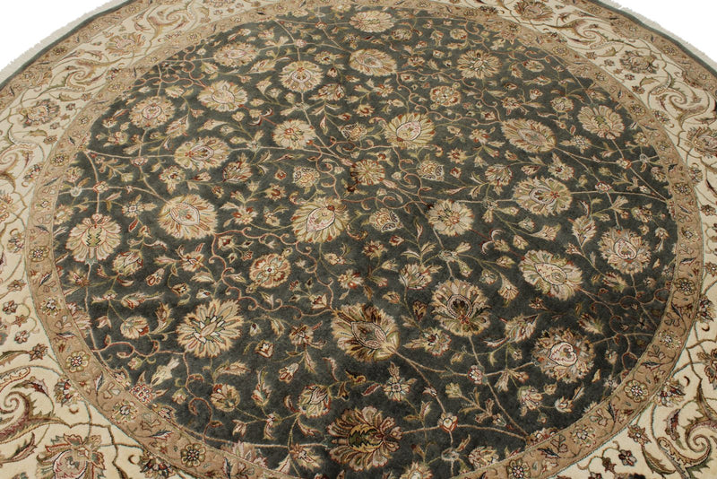 8x8 Gray and Ivory Turkish Silk Rug