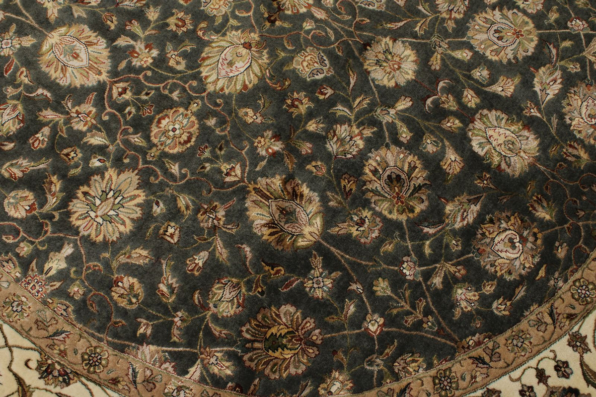 8x8 Gray and Ivory Turkish Silk Rug