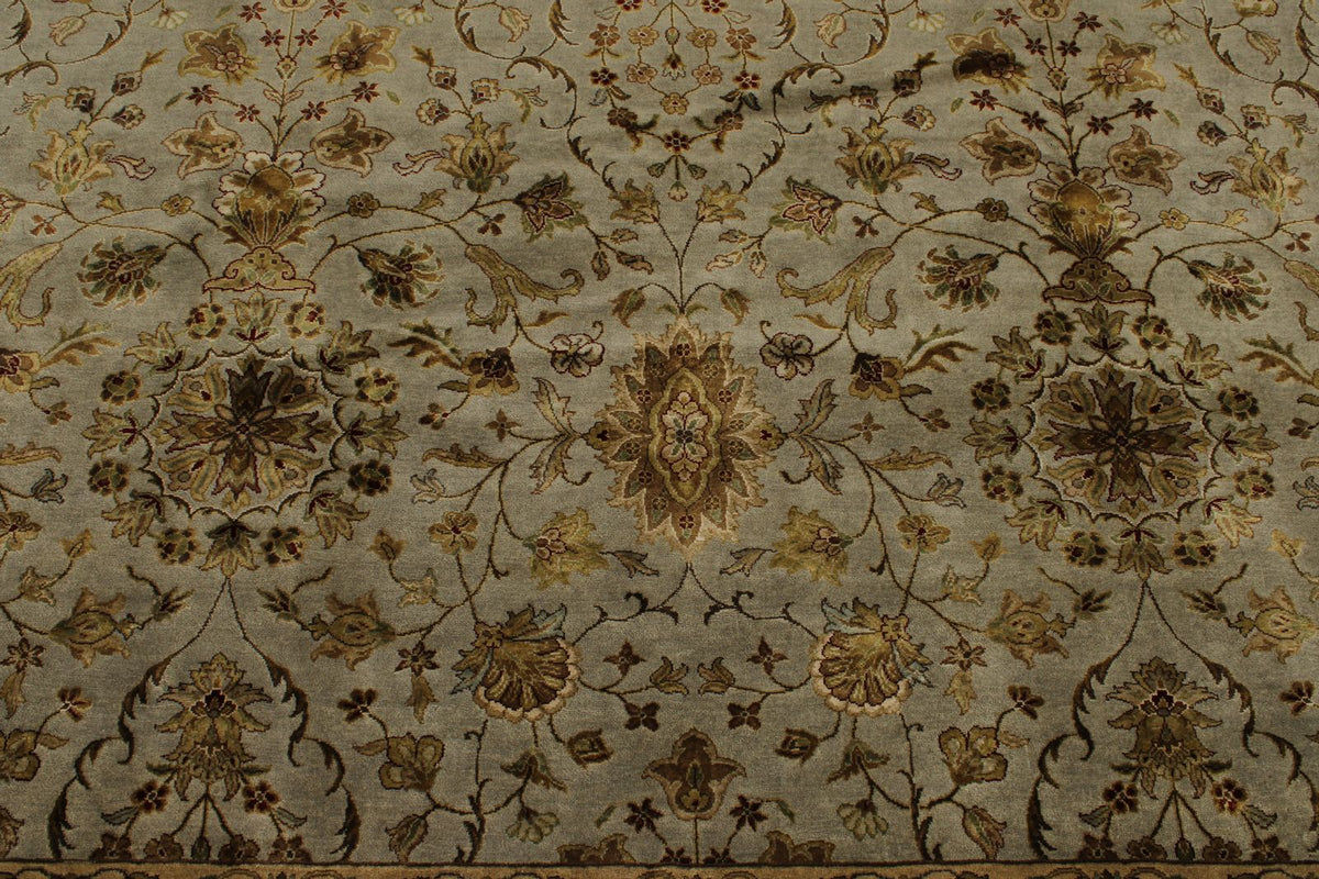 9x12 Gray and Ivory Turkish Silk Rug