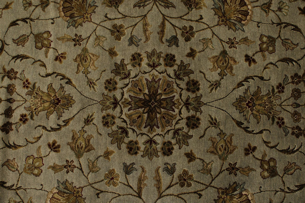 9x12 Gray and Ivory Turkish Silk Rug