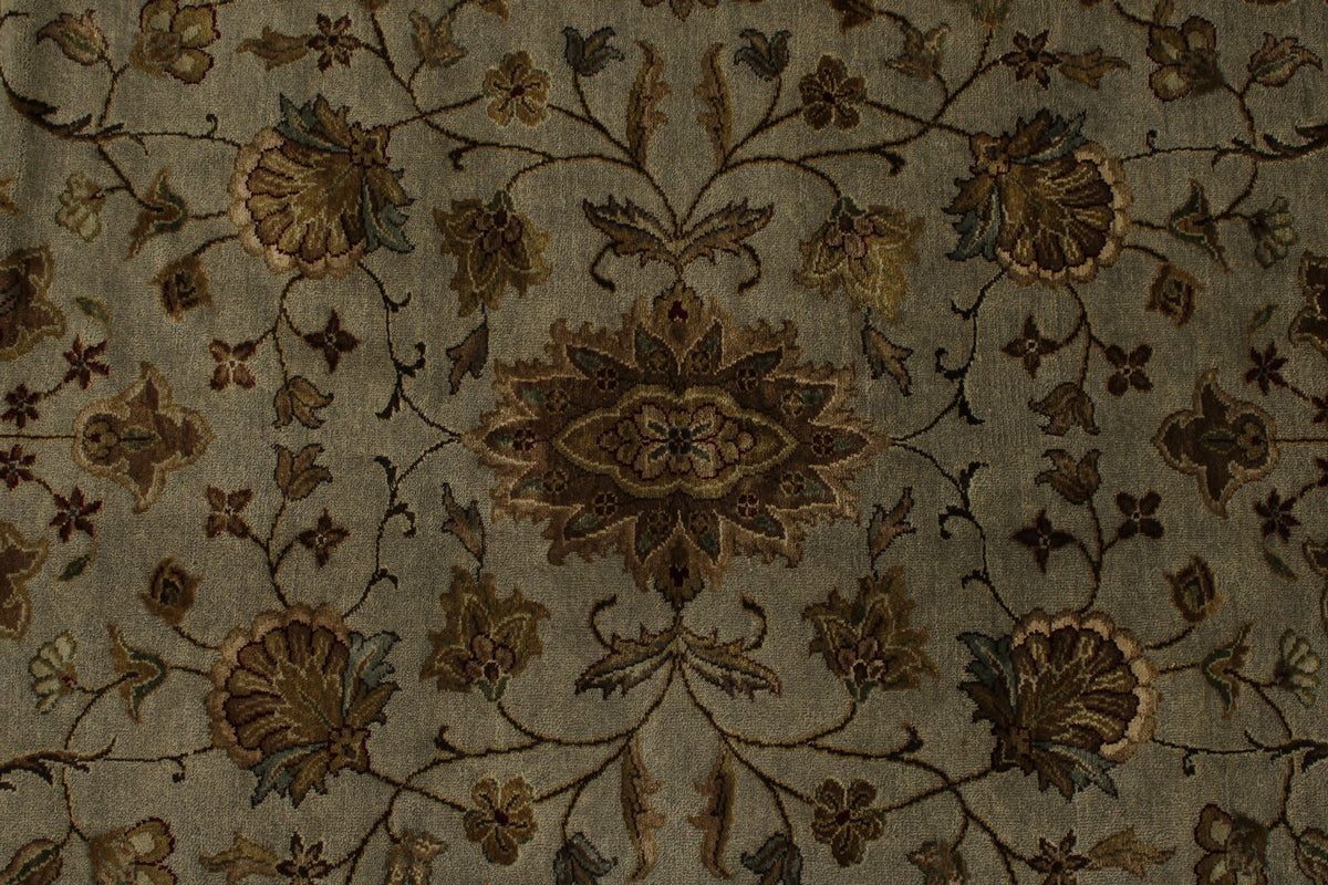 9x12 Gray and Ivory Turkish Silk Rug