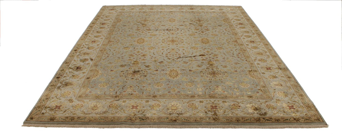 9x12 Gray and Ivory Turkish Silk Rug