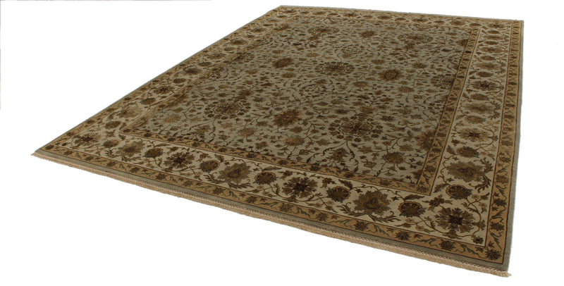 9x12 Gray and Ivory Turkish Silk Rug