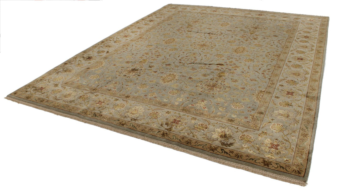 9x12 Gray and Ivory Turkish Silk Rug