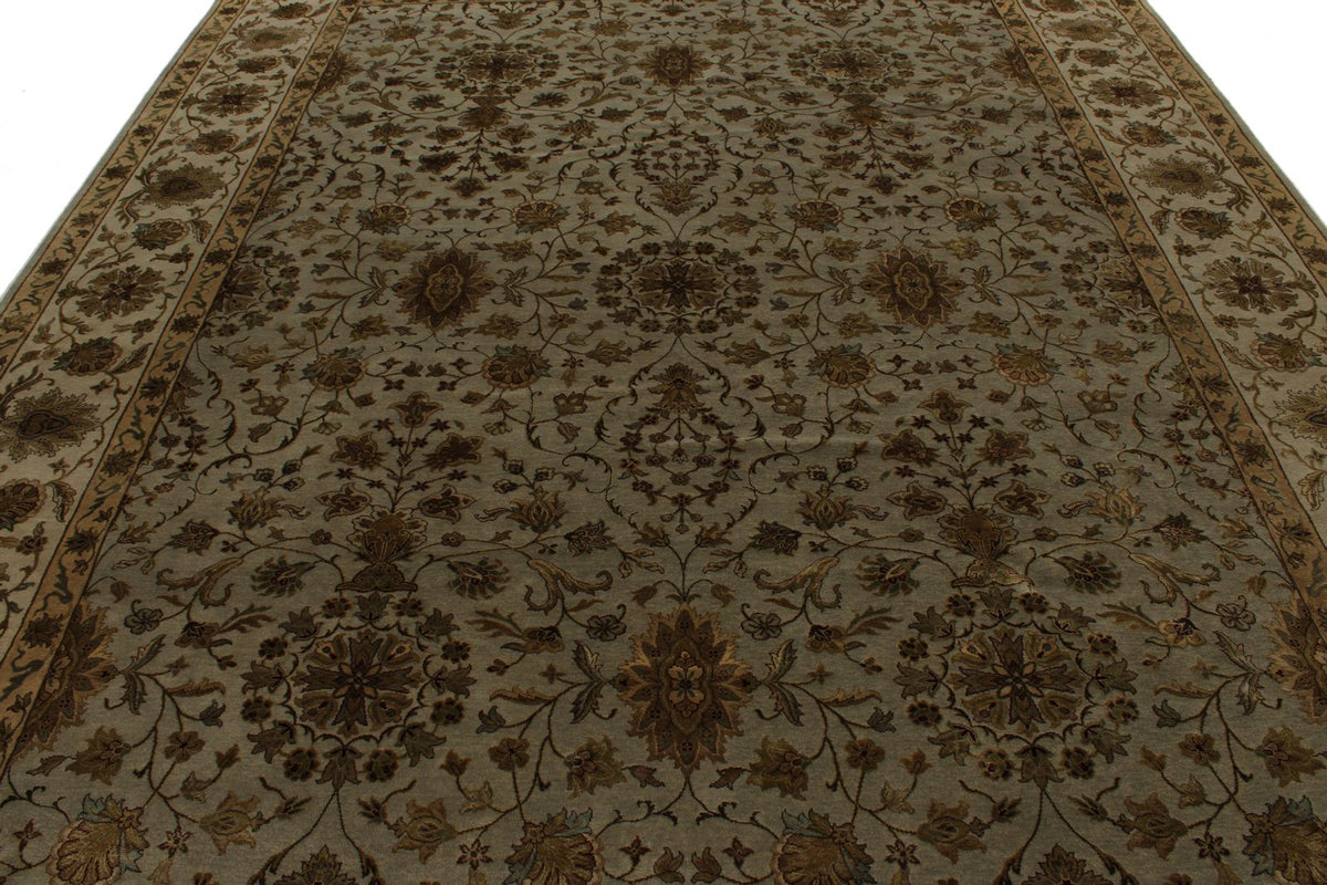 9x12 Gray and Ivory Turkish Silk Rug