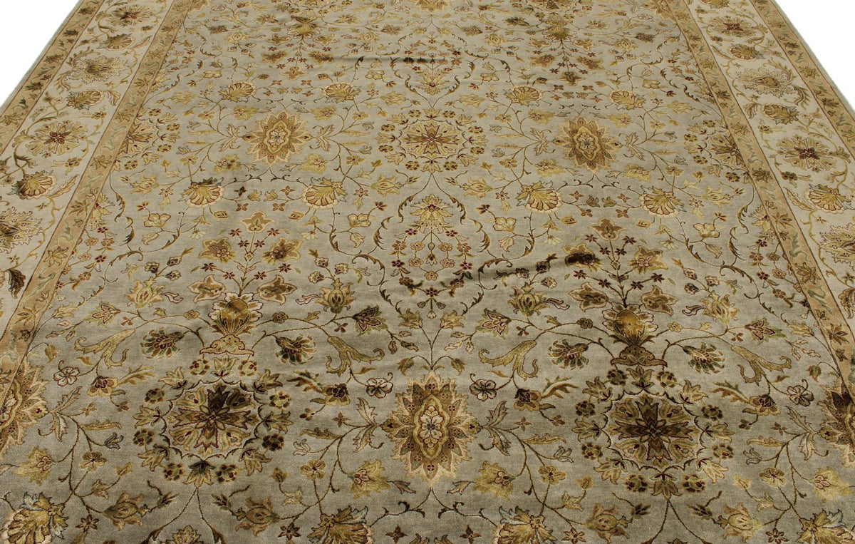 9x12 Gray and Ivory Turkish Silk Rug