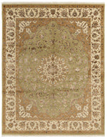 8x10 Light Green and Ivory Turkish Silk Rug