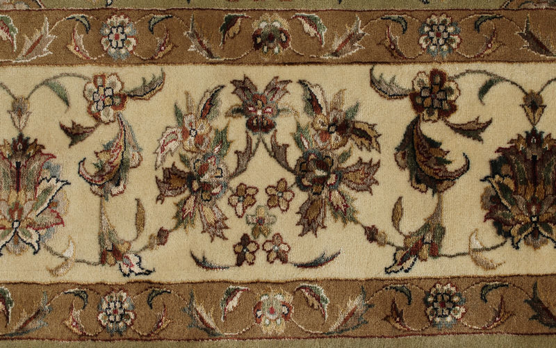 8x10 Light Green and Ivory Turkish Silk Rug
