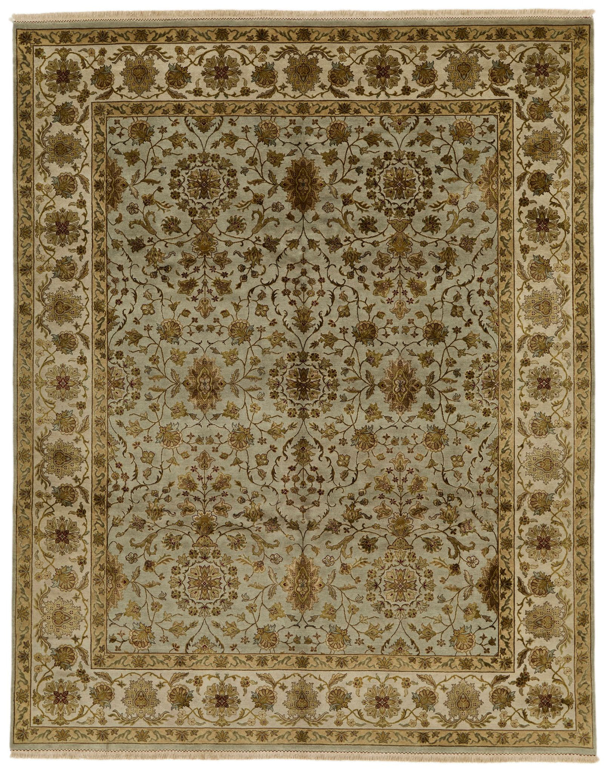 8x10 Gray and Ivory Turkish Silk Rug