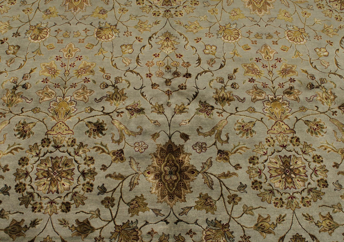 8x10 Gray and Ivory Turkish Silk Rug