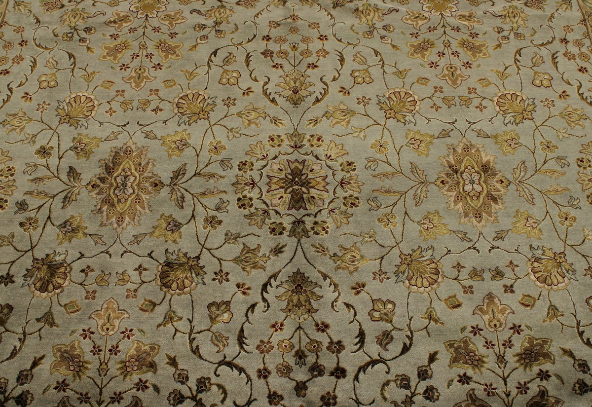 8x10 Gray and Ivory Turkish Silk Rug